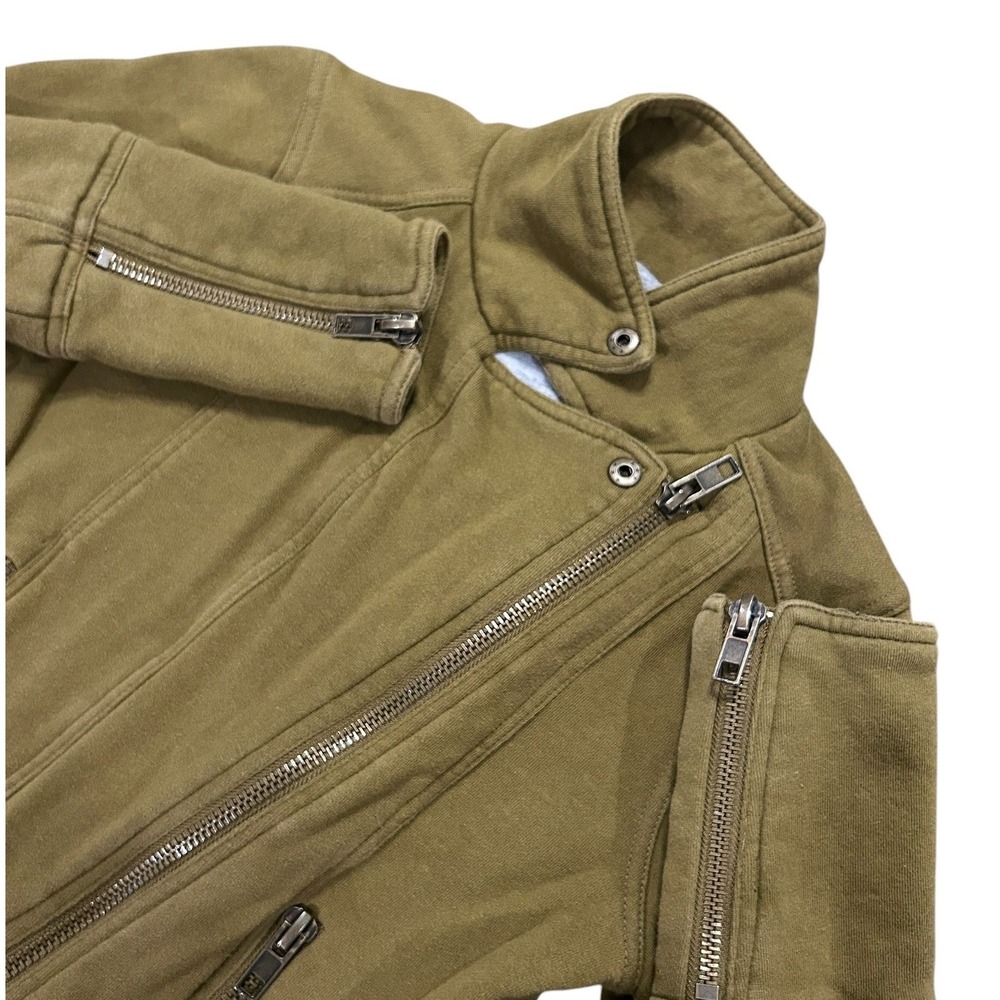 Soul Chaser Olive Green Cotton Moto Jacket Full Zip Gorpcore Biker Streetwear